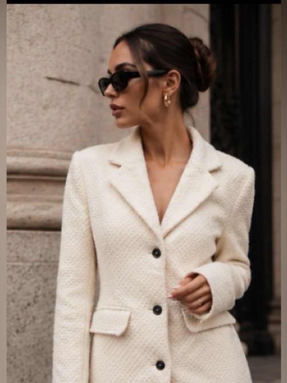 Manière De Voir Boucle Tweed Coat Dress Cream Old Money Sofia Richie NWT 0 - Picture 2 of 11